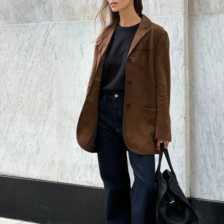 Drune | Braune Wildlederjacke Mit Revers Chic Und Warm