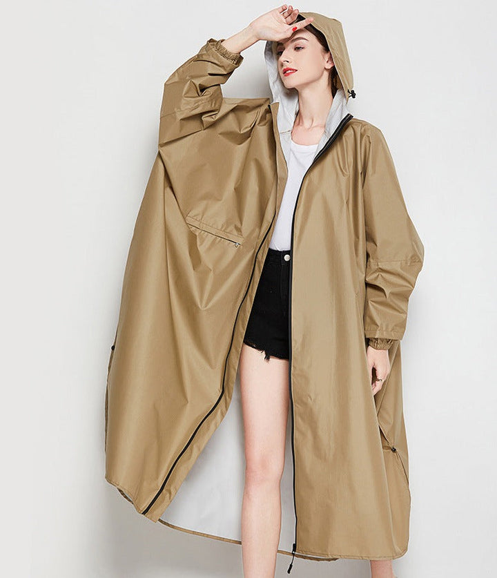 Drune | Lange Regenjacke mit Poncho