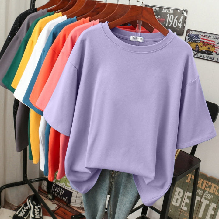Drune Kuscheliges Baumwoll-Basic: Plus-Size T-Shirt für Damen