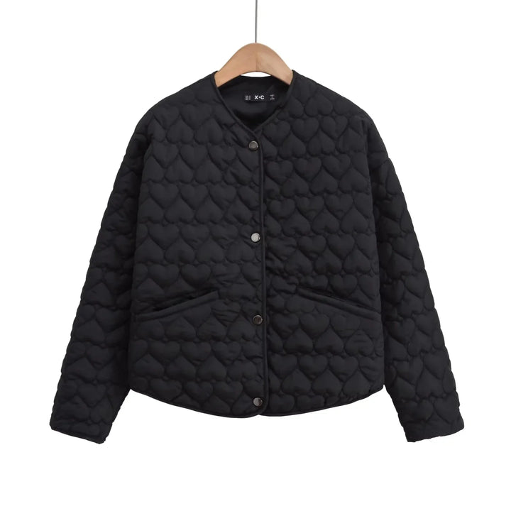 Drune | Steppjacke mit Herzen – Leichter Puffer mit Druckknöpfen
