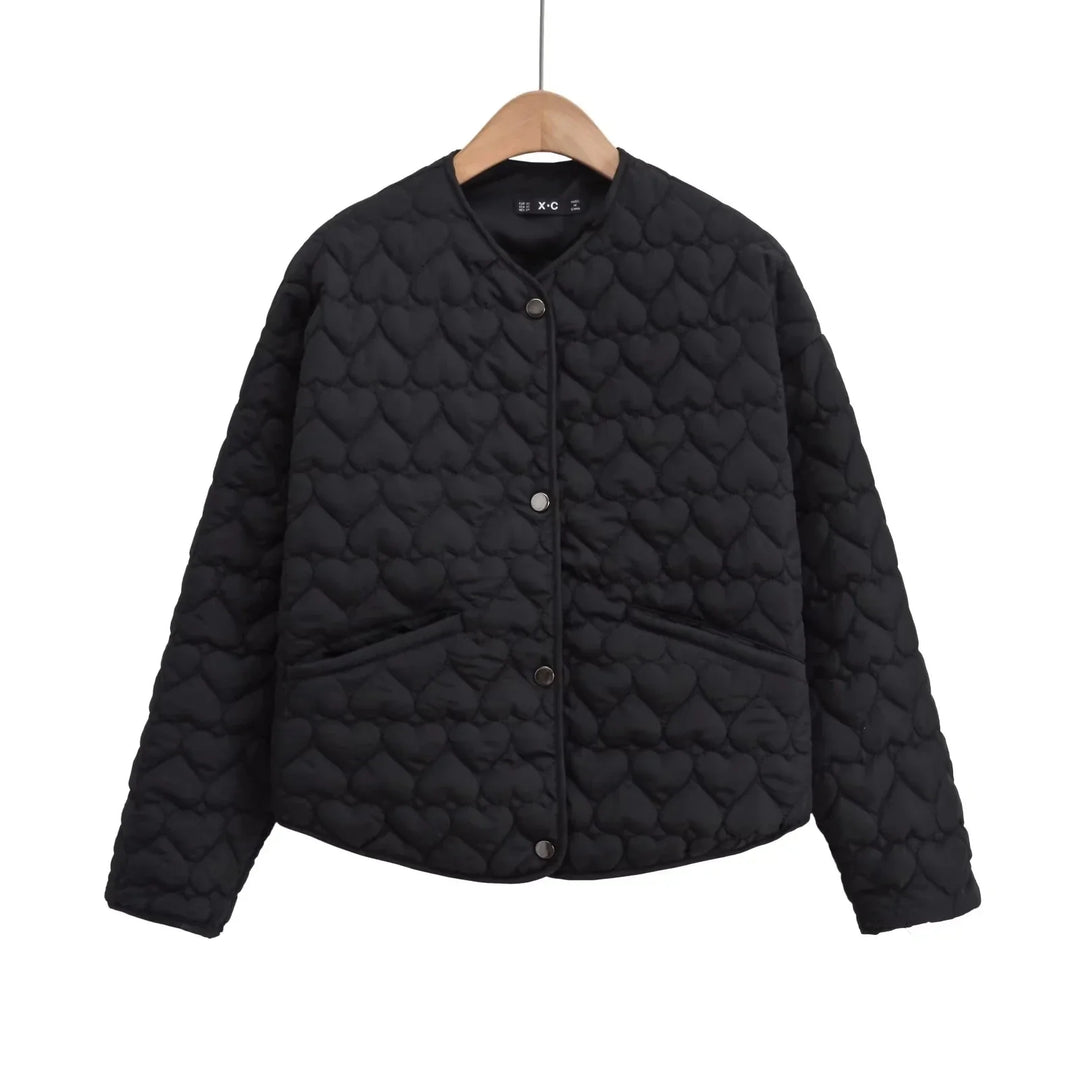 Drune | Women's quilted jacket with hearts – lightweight puffer with snap fasteners