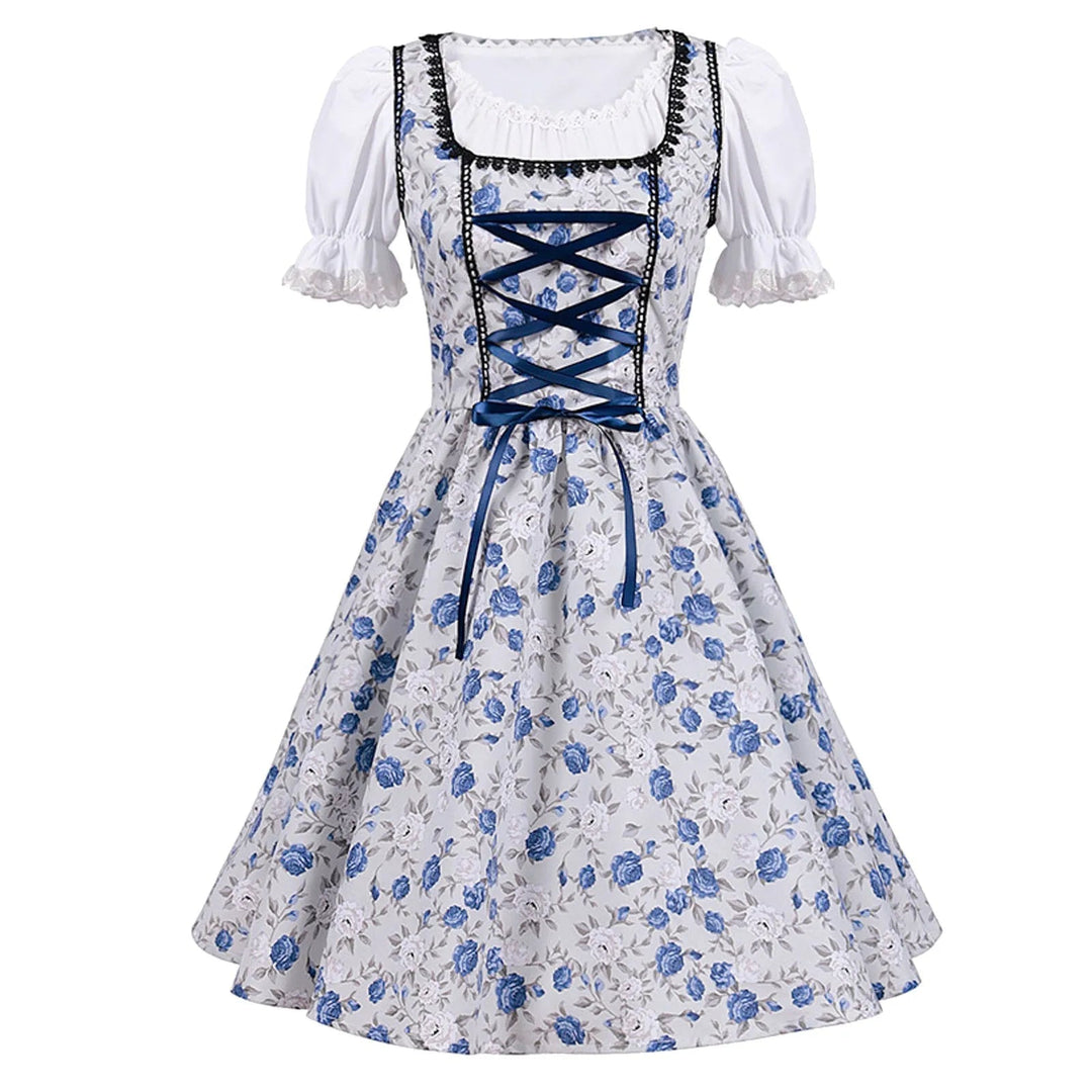 Drune | Kurzärmelig Spitze Oktoberfest Kleid mit Schürze