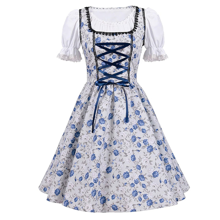 Drune | Kurzärmelig Spitze Oktoberfest Kleid mit Schürze