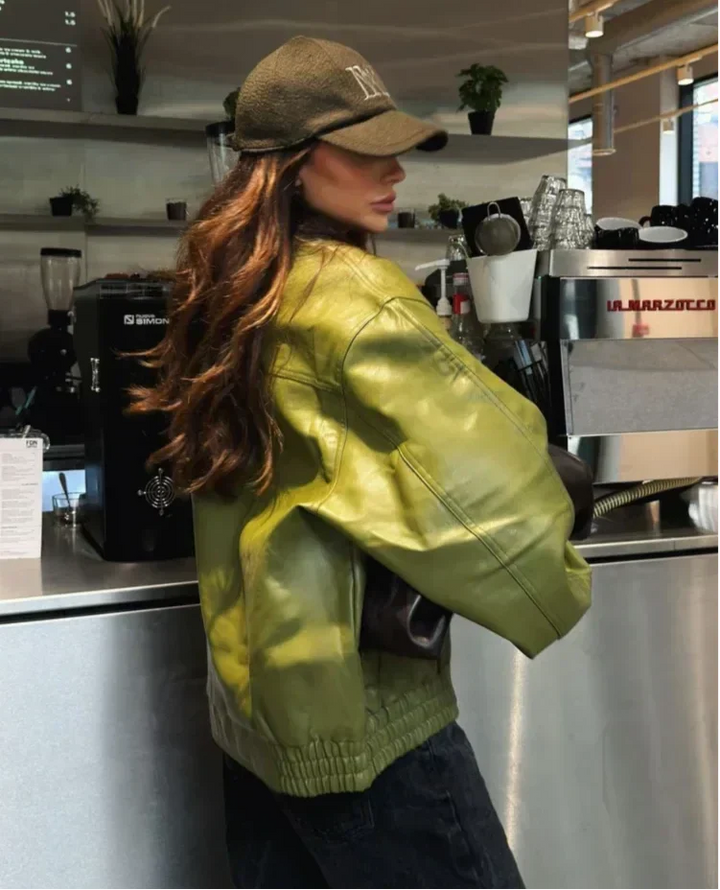Drune | Trendy Übergröße PU-Lederjacke