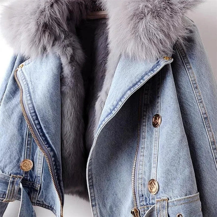 Drune | Jeansjacke mit Kunstfellkragen
