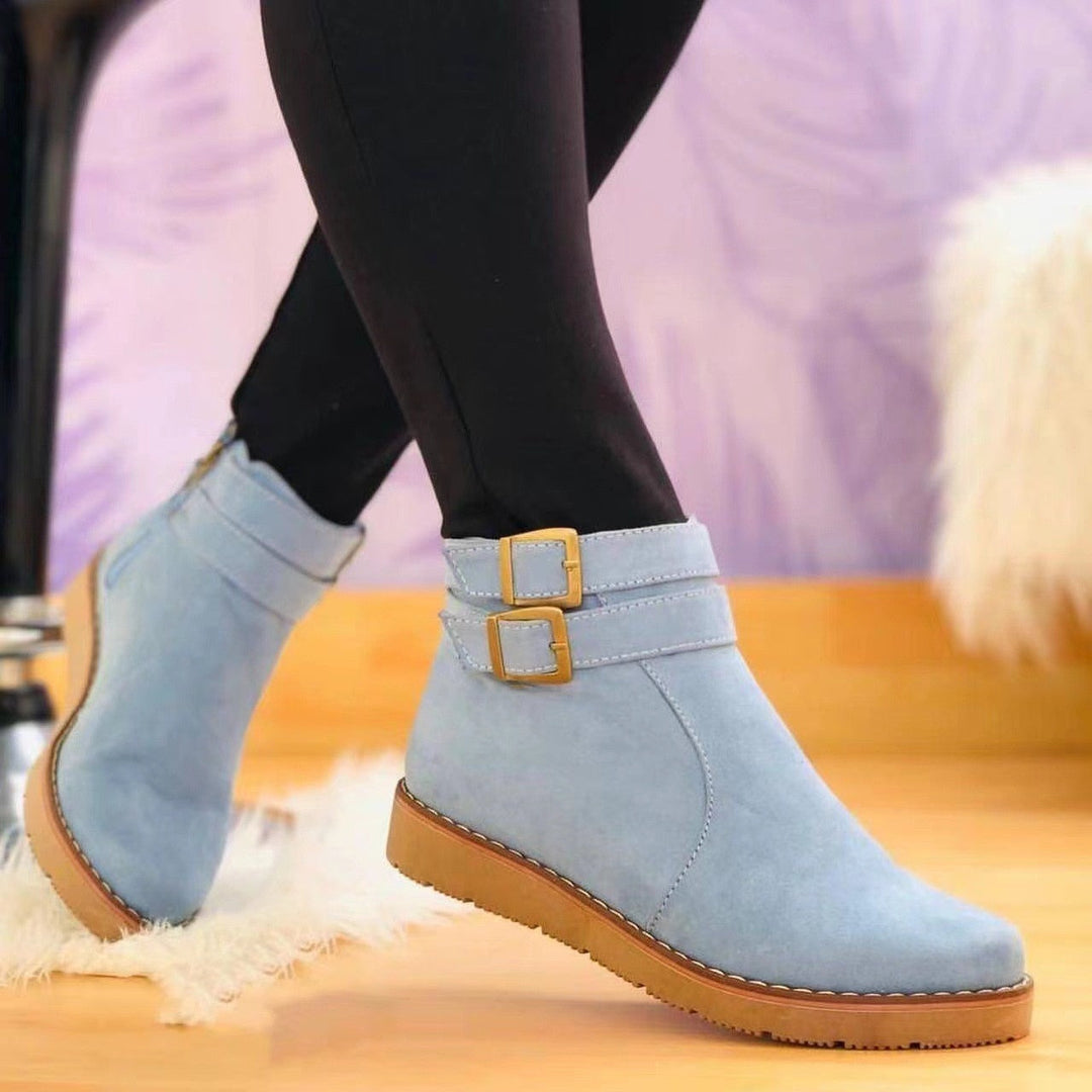 Drune | Flache Stiefeletten aus veganem Leder mit Wildleder-Optik für Damen - Ideal für den Alltag