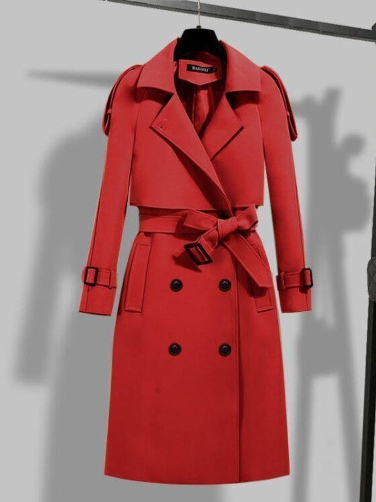 Drune | Eleganter langer Trenchcoat - Doppelt gefüttert & mit Gürtel