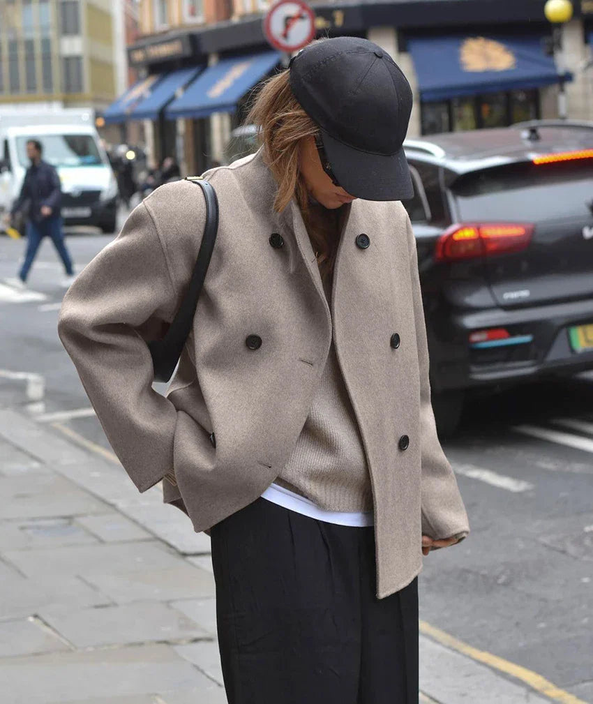 Drune | Double-breasted peacoat with high collar