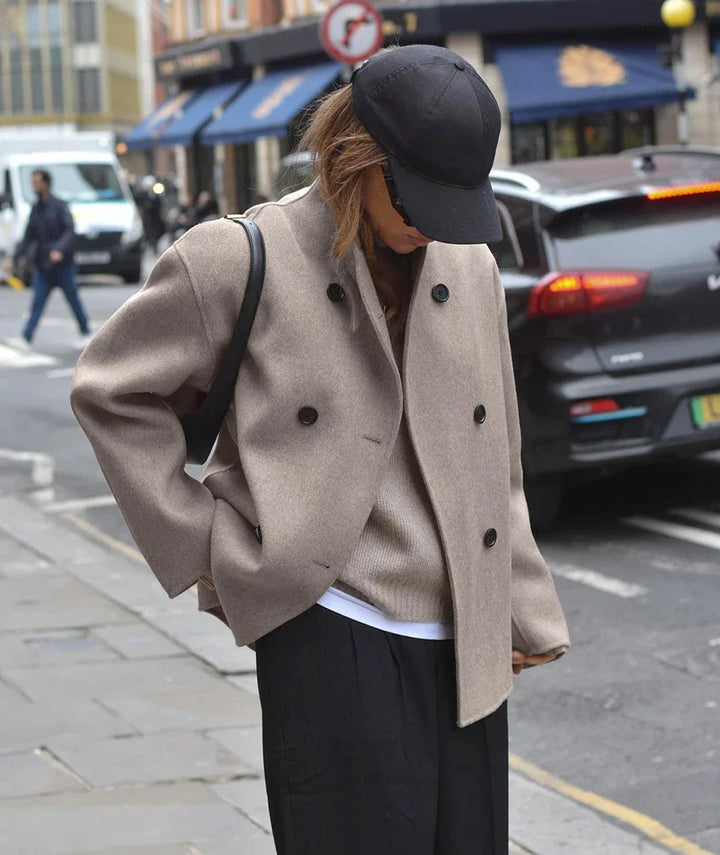 Drune | Double-breasted peacoat with high collar