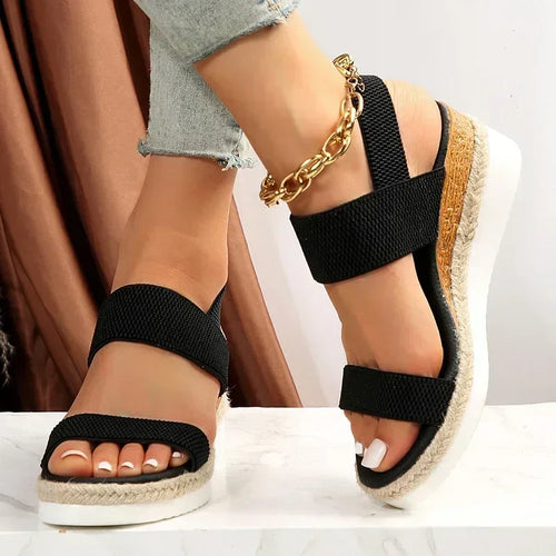Drune | Bequeme Strick Keil-Sandalen für Frauen