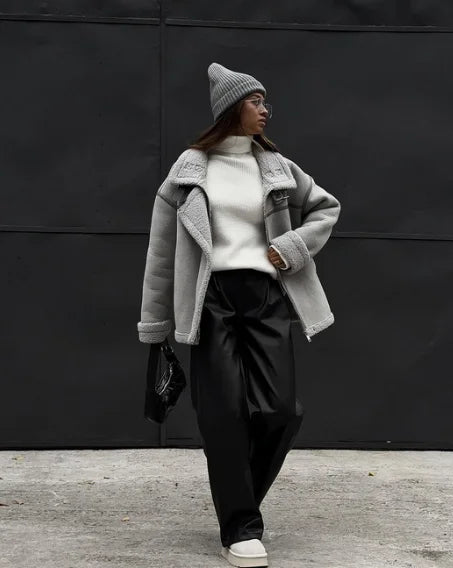 Drune | Winterjacke mit Fleece Gefüttert Reißverschluss Pilotenjacke Winterjacke für Damen