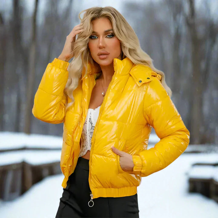 Drune | Metallische Winterjacke mit Kapuze für Frauen
