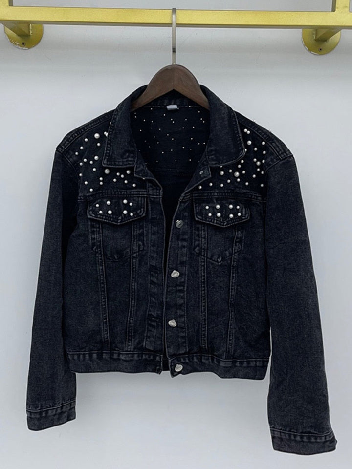 Drune | Lässige Jeansjacke Mit Perlen