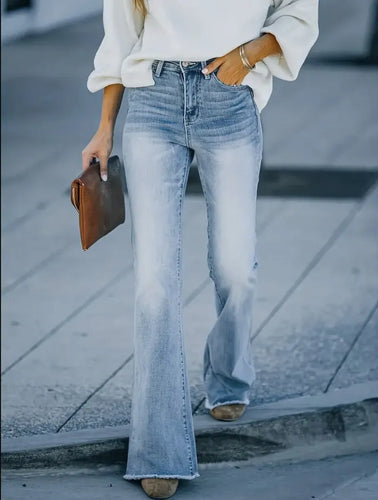 Drune | Damen Jeans, Neue High-Waist Schlankmachende Mikro Flared Jeans Damen Trend