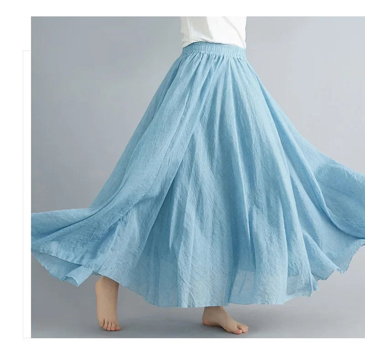 Drune | Mode Baumwolle Leinen Kleidung Frauen Röcke Maxi Y2K Elegant Strand Saia Ropa Mujer Lässiges Kleid Boho Lange Röcke Faldas Harajuku