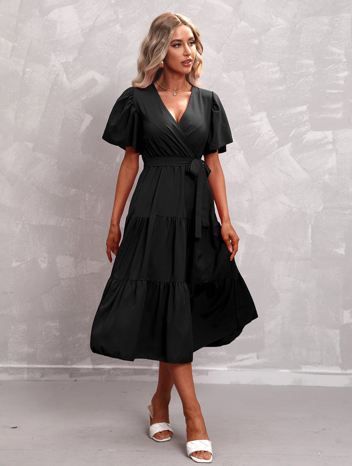 Drune - Schwarzes Midikleid mit Rüschen