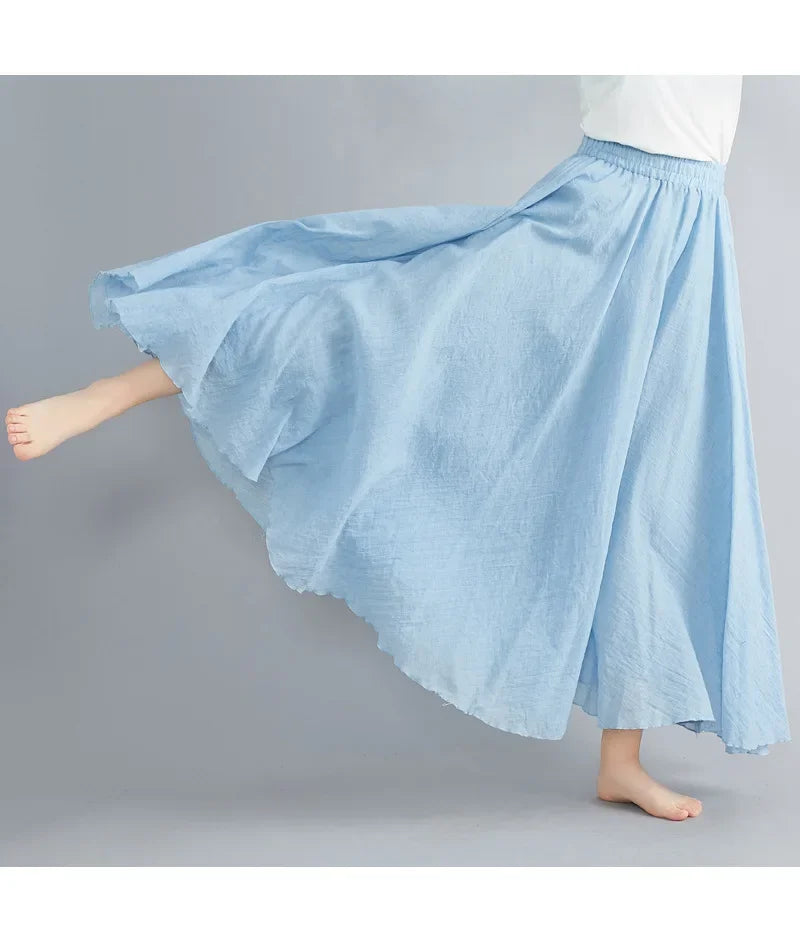 Drune | Mode Baumwolle Leinen Kleidung Frauen Röcke Maxi Y2K Elegant Strand Saia Ropa Mujer Lässiges Kleid Boho Lange Röcke Faldas Harajuku