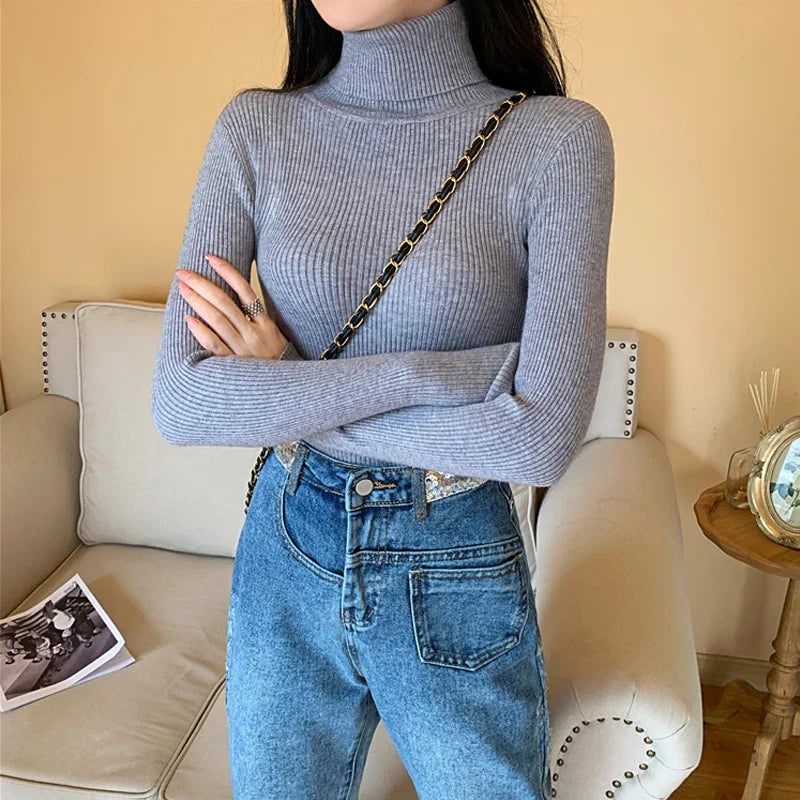 Drune - Damen-Ripp-Turtleneck für elegante Raffinesse