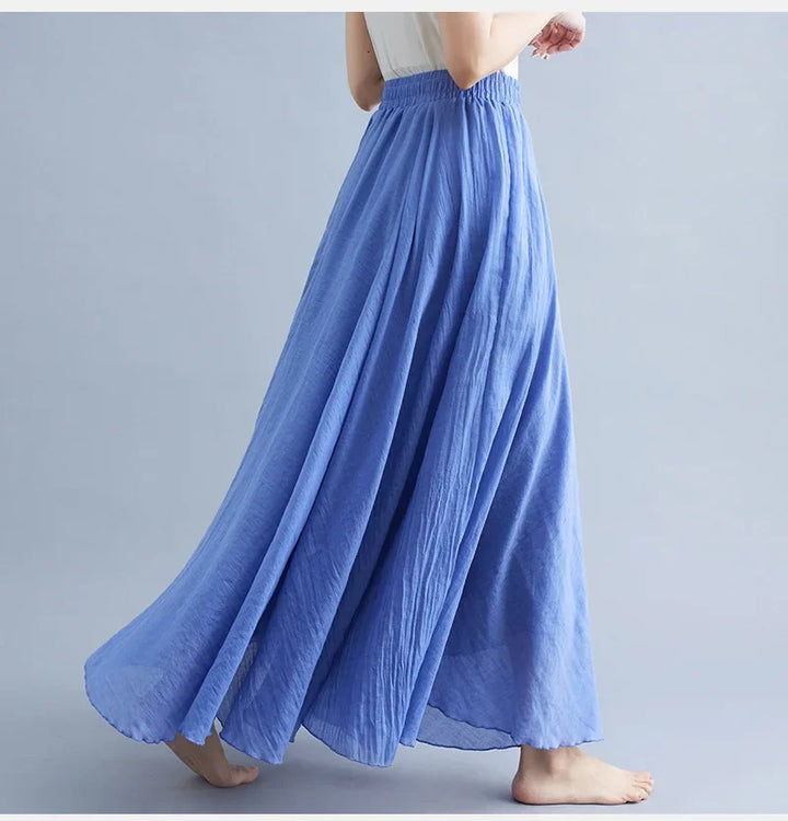 Drune | Mode Baumwolle Leinen Kleidung Frauen Röcke Maxi Y2K Elegant Strand Saia Ropa Mujer Lässiges Kleid Boho Lange Röcke Faldas Harajuku