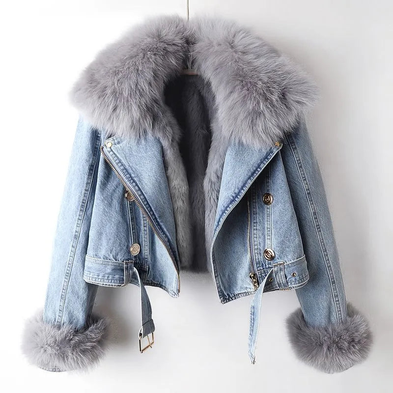 Drune | Jeansjacke mit Warmem Kunstfell