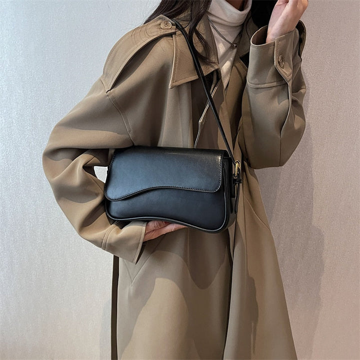 Drune | Vintage Leder Crossbody-Taschen Kleine Umhängetasche Stilvolle Armpit Handtaschen und Geldbörsen