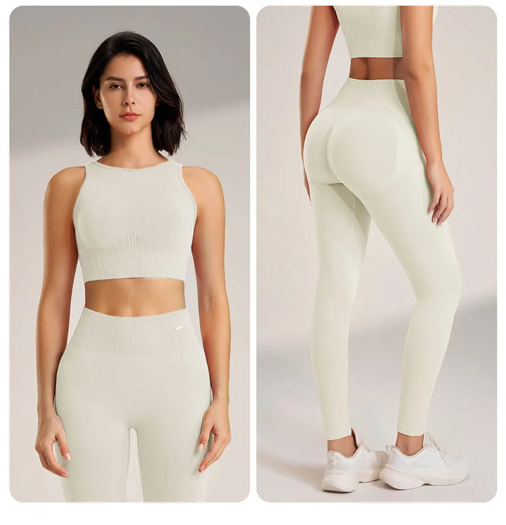 Drune | Nahtloses Yoga-satz- Hoch-taillierte Leggings & Top Zweiteiliges Fitness-outfit