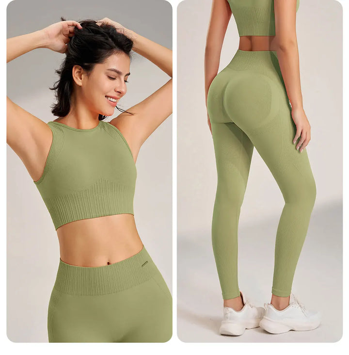 Drune | Nahtloses Yoga-satz- Hoch-taillierte Leggings & Top Zweiteiliges Fitness-outfit