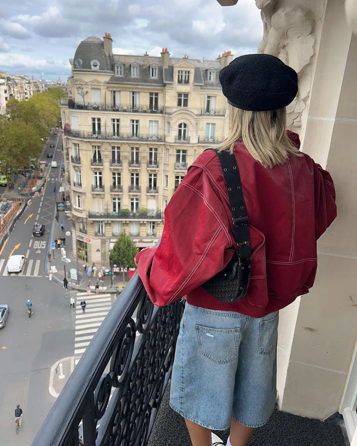 Drune | Oversized-Jacke mit roten Kontrastnähten