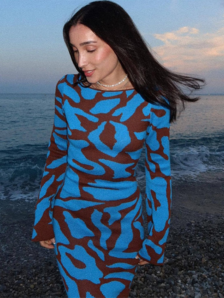 Drune | Stilvolles lang gestricktes Kleid mit langen Ärmeln