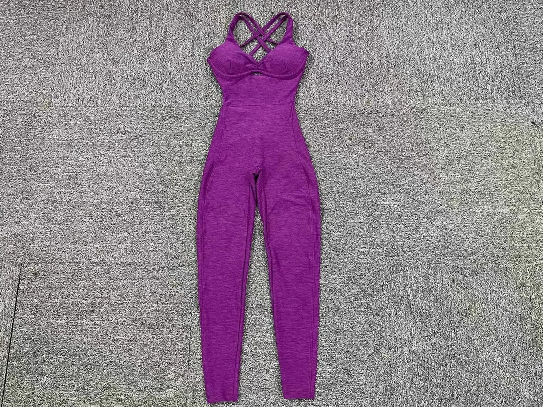 Drune | Sportlicher Jumpsuit Frauen Sportbekleidung Push-Up Gym Set Frauen Fitness Overall Lycra Sport Outfit für Frauen Sportbekleidung Yoga Kleidung Pink