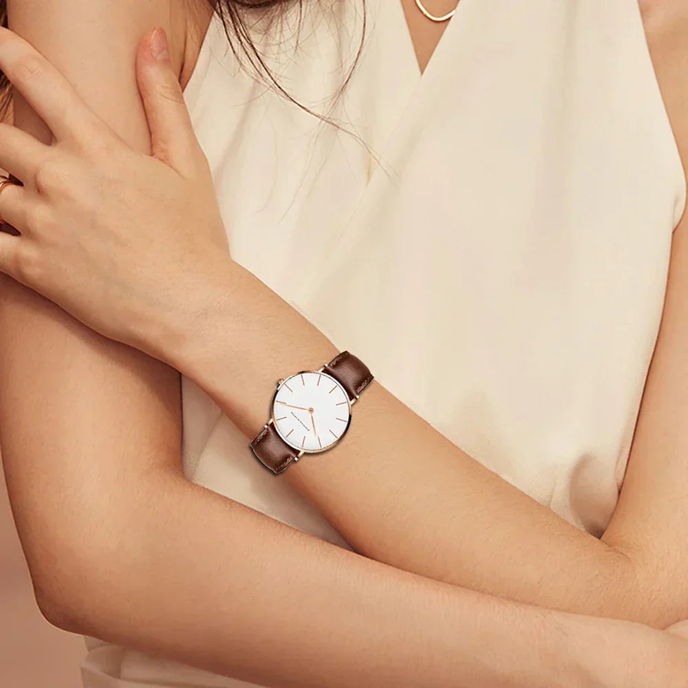 Drune | Runde Zeitlose Minimalistische Uhr Mit Lederband