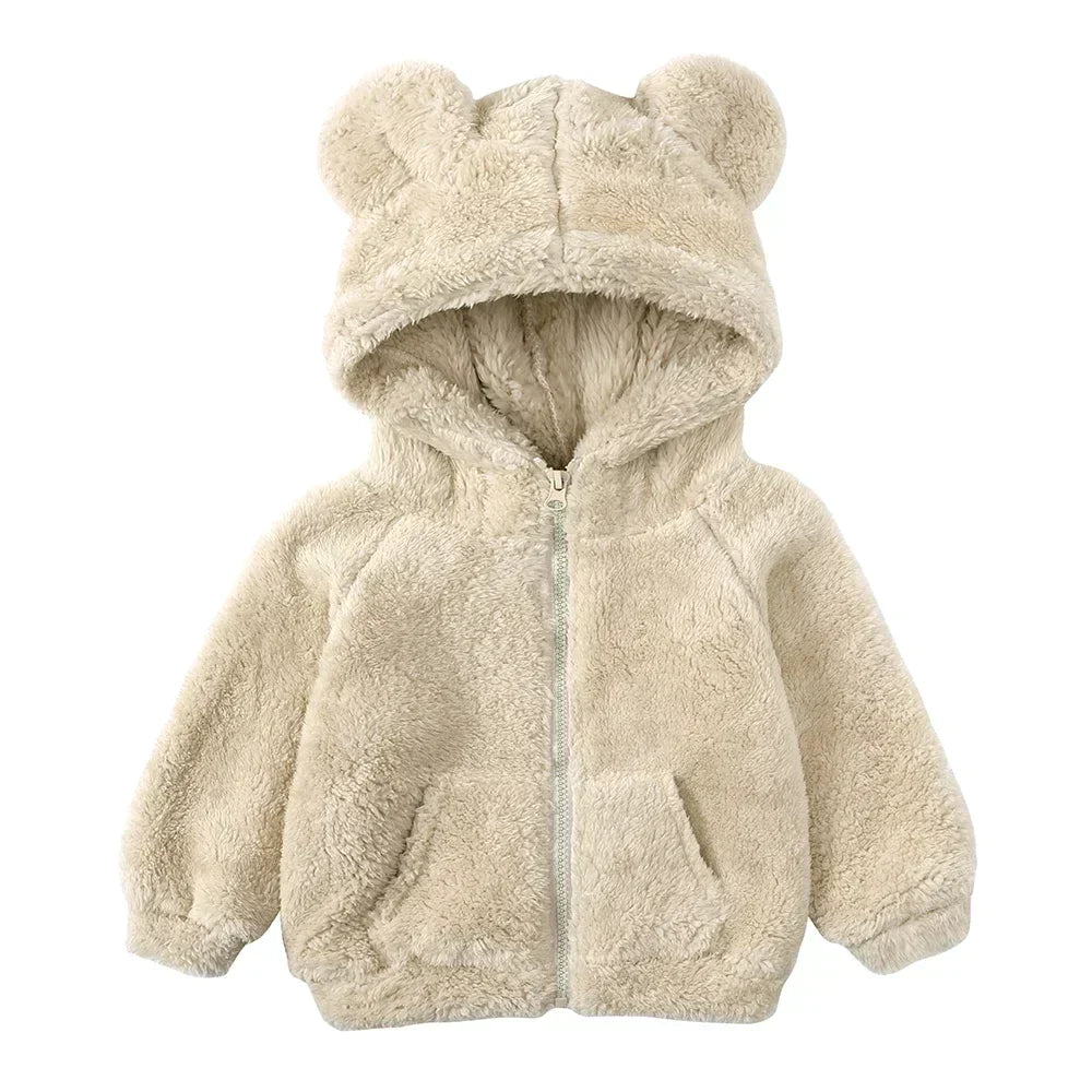 Drune Comfort Modische Bären-Kinderjacke aus dickem Samt