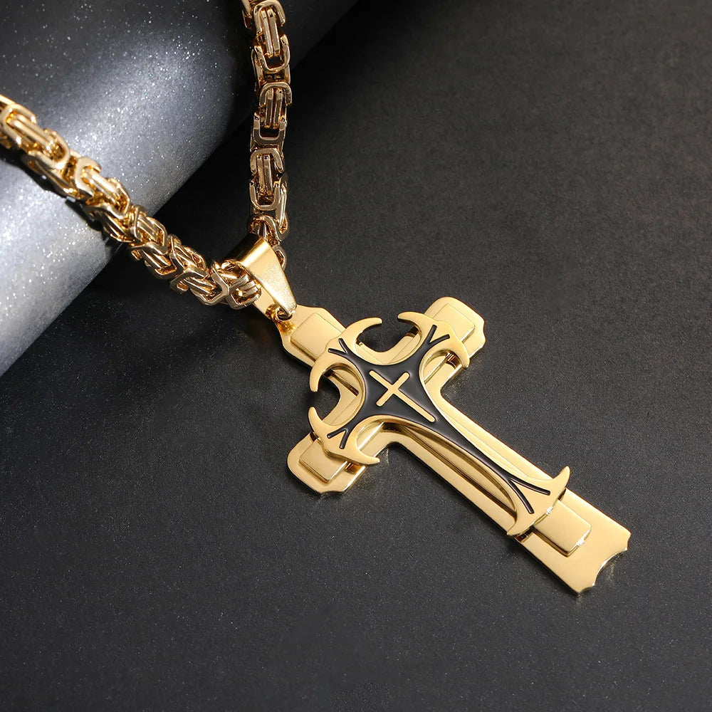 Drune | Byzantinisches Kreuzanhänger Für Herren in Gold