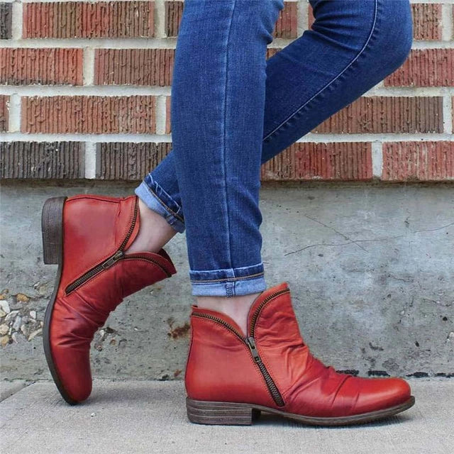 Drune - Damen Reißverschluss Stiefeletten