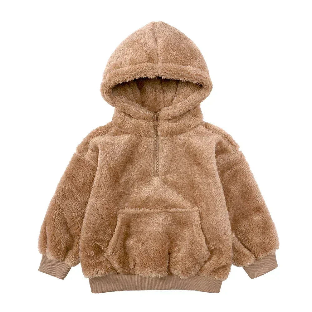 Drune Comfort Modische Bären-Kinderjacke aus dickem Samt