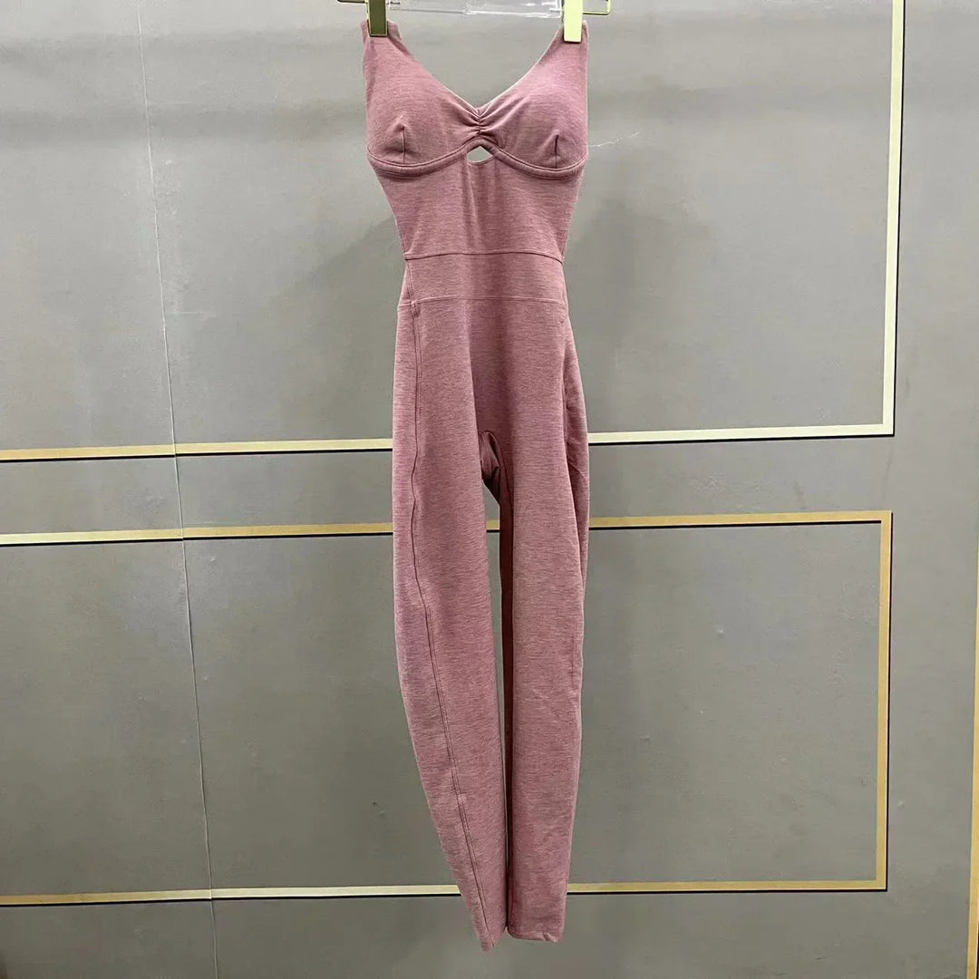 Drune | Sportlicher Jumpsuit Frauen Sportbekleidung Push-Up Gym Set Frauen Fitness Overall Lycra Sport Outfit für Frauen Sportbekleidung Yoga Kleidung Pink