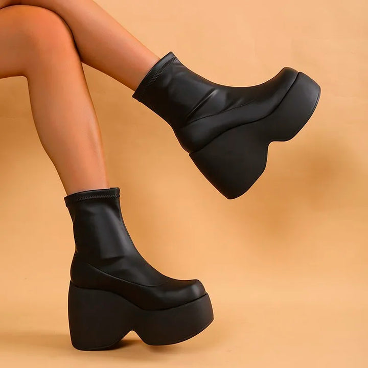 Drune | Gothic Chunky Platform Stiefeletten mit Reißverschluss