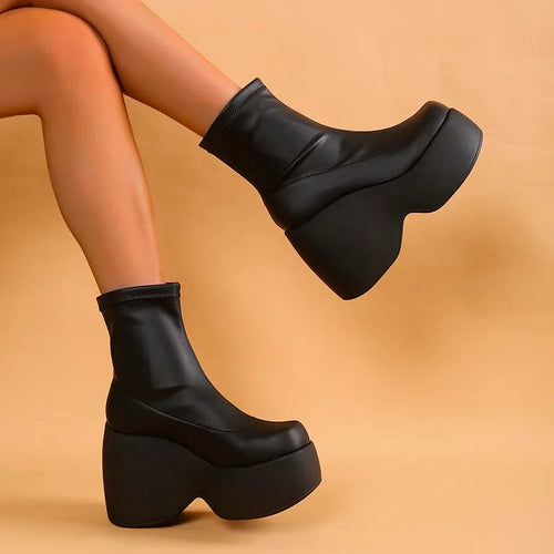 Drune | Gothic Chunky Platform Stiefeletten mit Reißverschluss