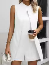 Damen Eleganter Overall mit ärmellosem Blazer und figurbetontem Schnitt Drune
