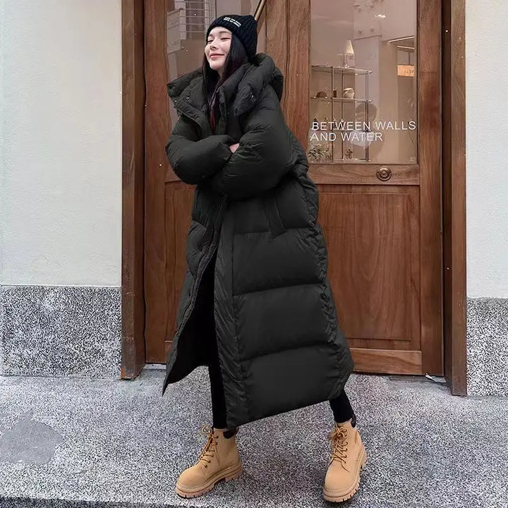 Drune | Lange Übergröße Damen Pufferjacke mit Kapuze