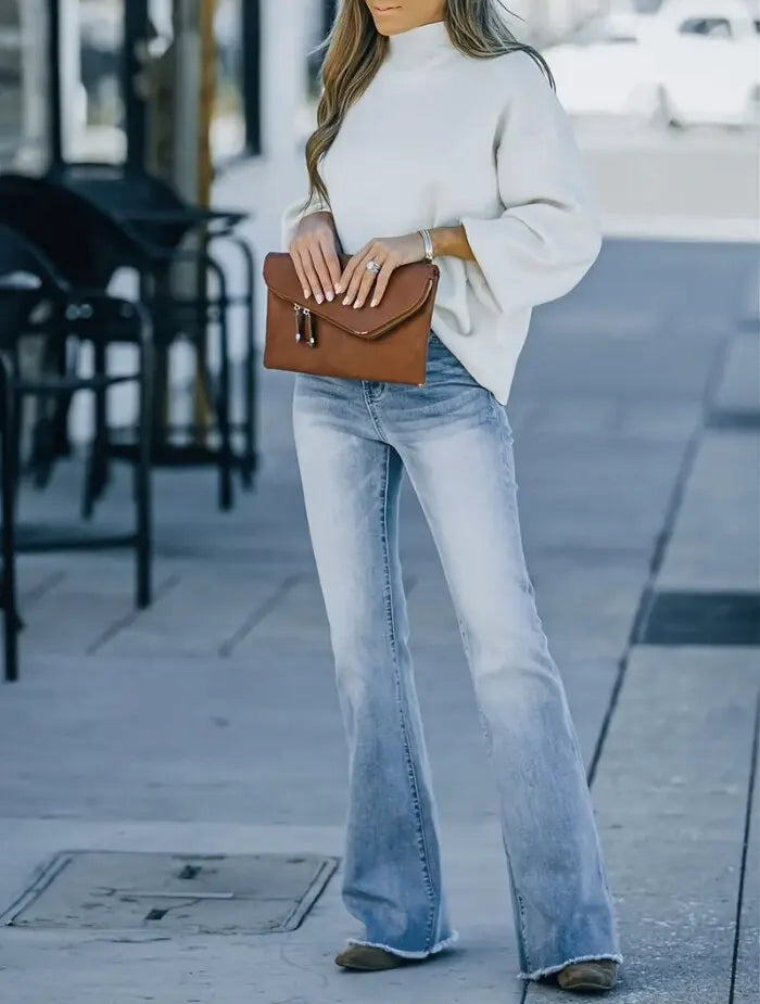 Drune | Damen Jeans, Neue High-Waist Schlankmachende Mikro Flared Jeans Damen Trend
