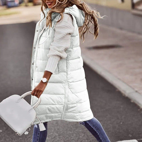 Drune | Lange Pufferweste mit Kapuze Polyester Warm, Trendy
