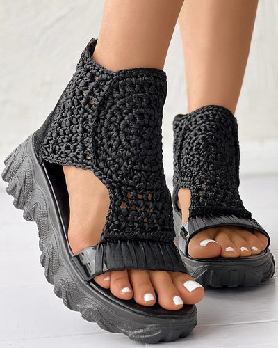 Drune Geflochtene Geometrie-Sandalen | Damen Sommer Keilsandalen
