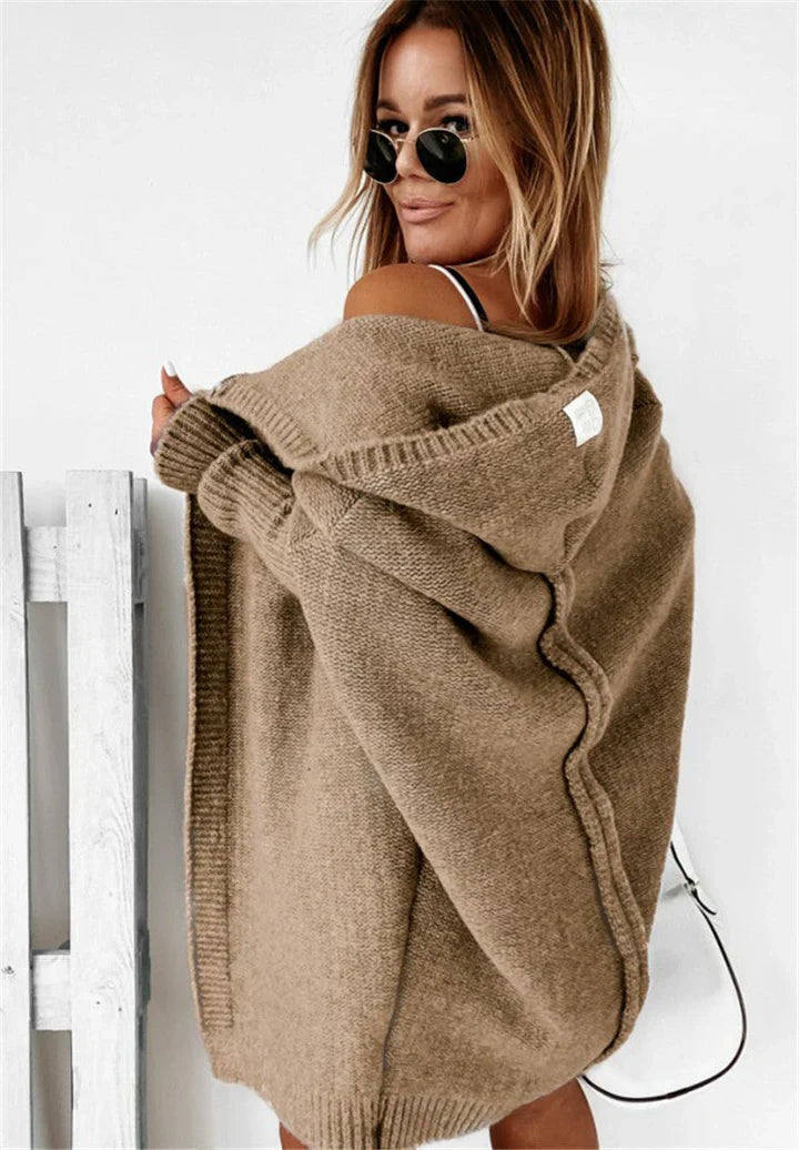 Drune | Superweiche Gestrickte Strickjacke Mit Taschen Und Kapuze Für Damen