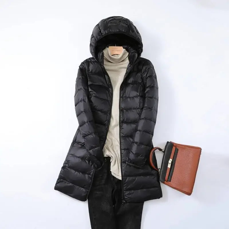 Drune - Damen tragbarer Puffer-Mantel mit abnehmbarer Kapuze