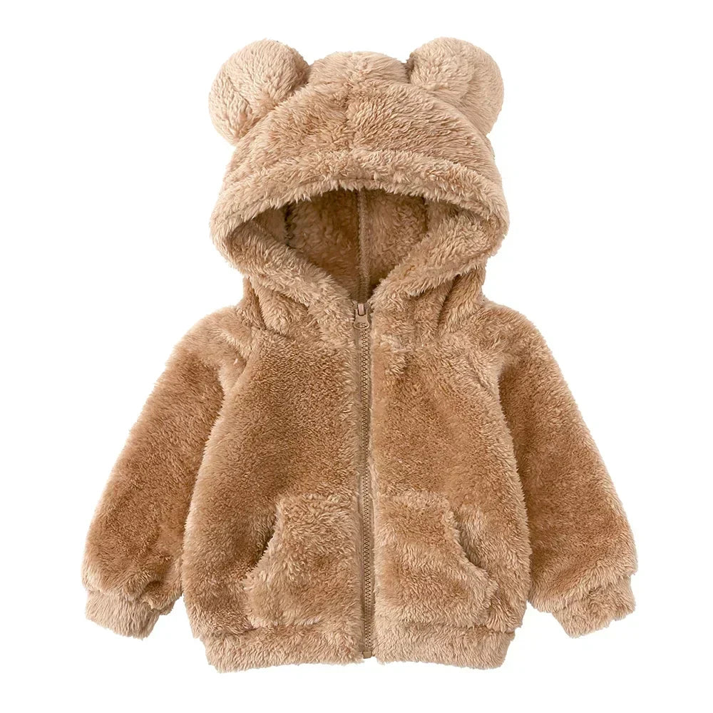 Drune Comfort Modische Bären-Kinderjacke aus dickem Samt