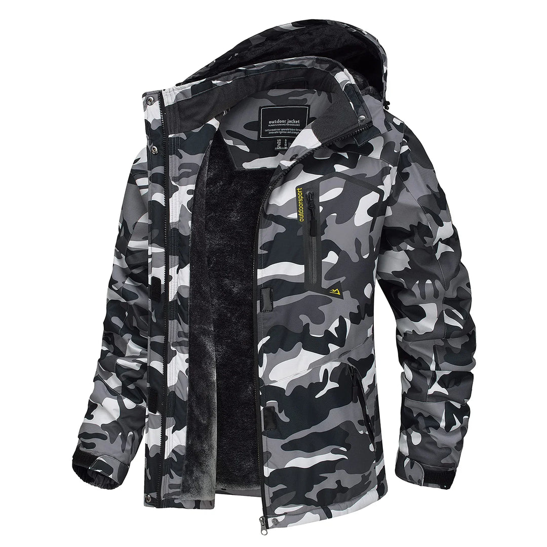Drune | Dicke Kapuzen Camo Skijacke
