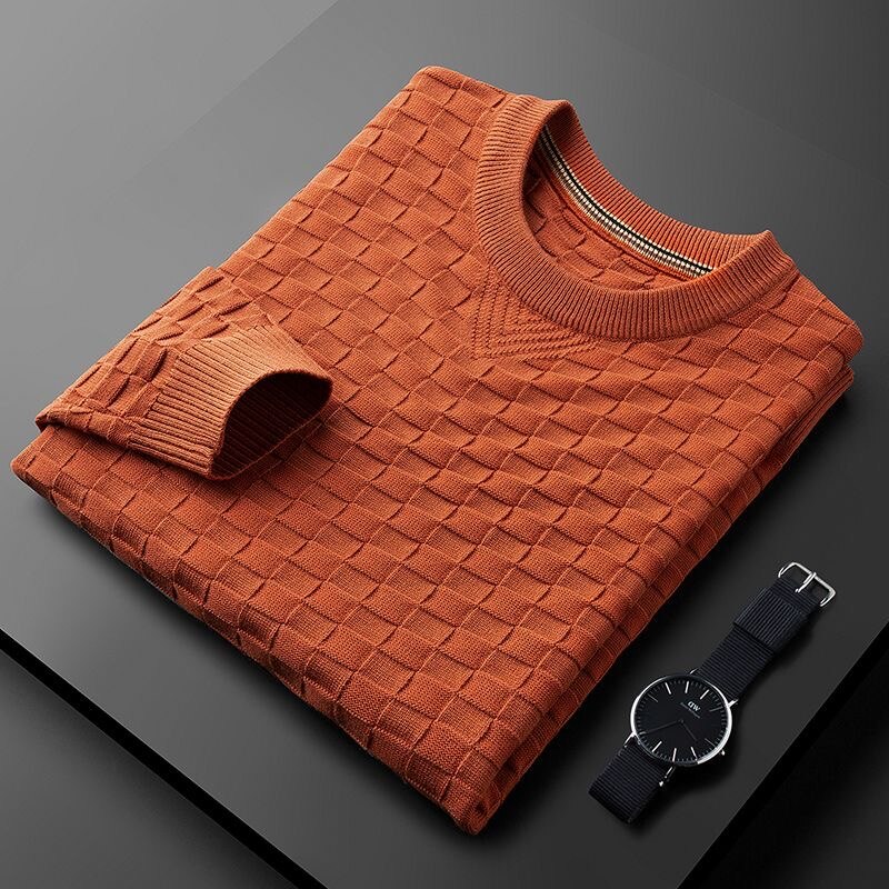 Drune | Stylischer Herbst Waffelstrick Pullover mit Rundhalsausschnitt für Männer