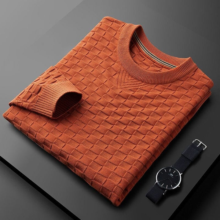 Drune | Stylischer Herbst Waffelstrick Pullover mit Rundhalsausschnitt für Männer