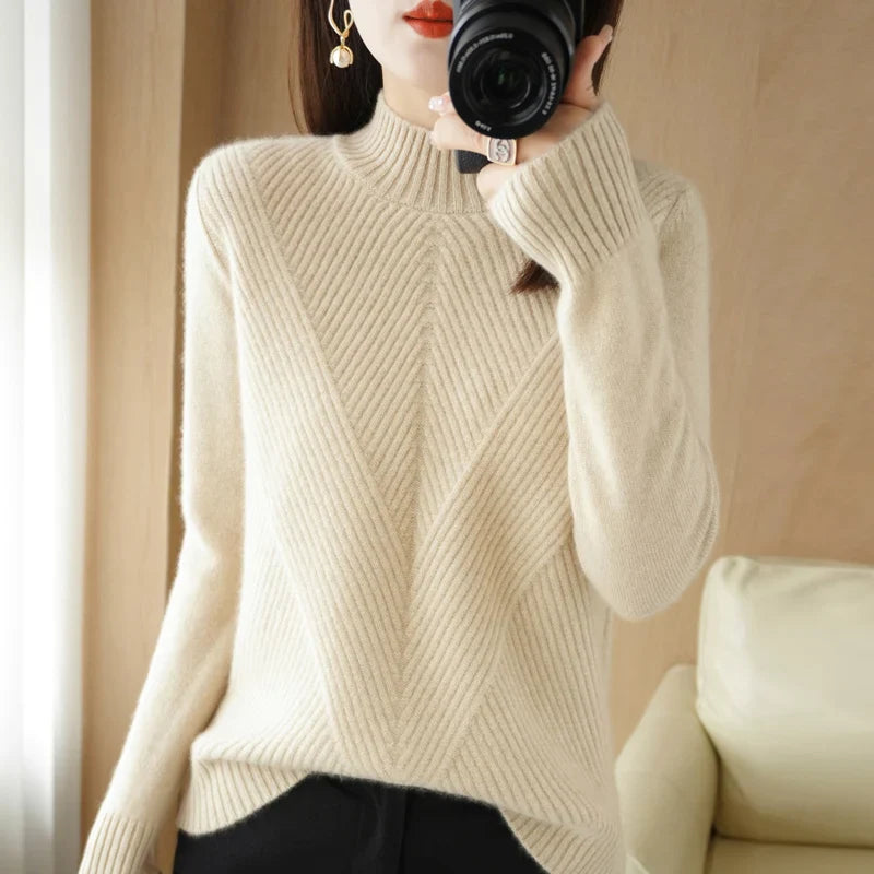 Drune | Strukturierter Rundhals-Strickpullover Ideal für den Winter